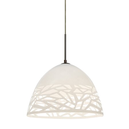 Besa Lighting Kiev Cord Pendant, White, Bronze, 1x60W Incandescent 1JT-KIEVWH-BR